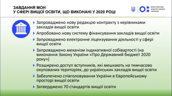 Priorities of the Ministry of Education and Science of Ukraine for 2021